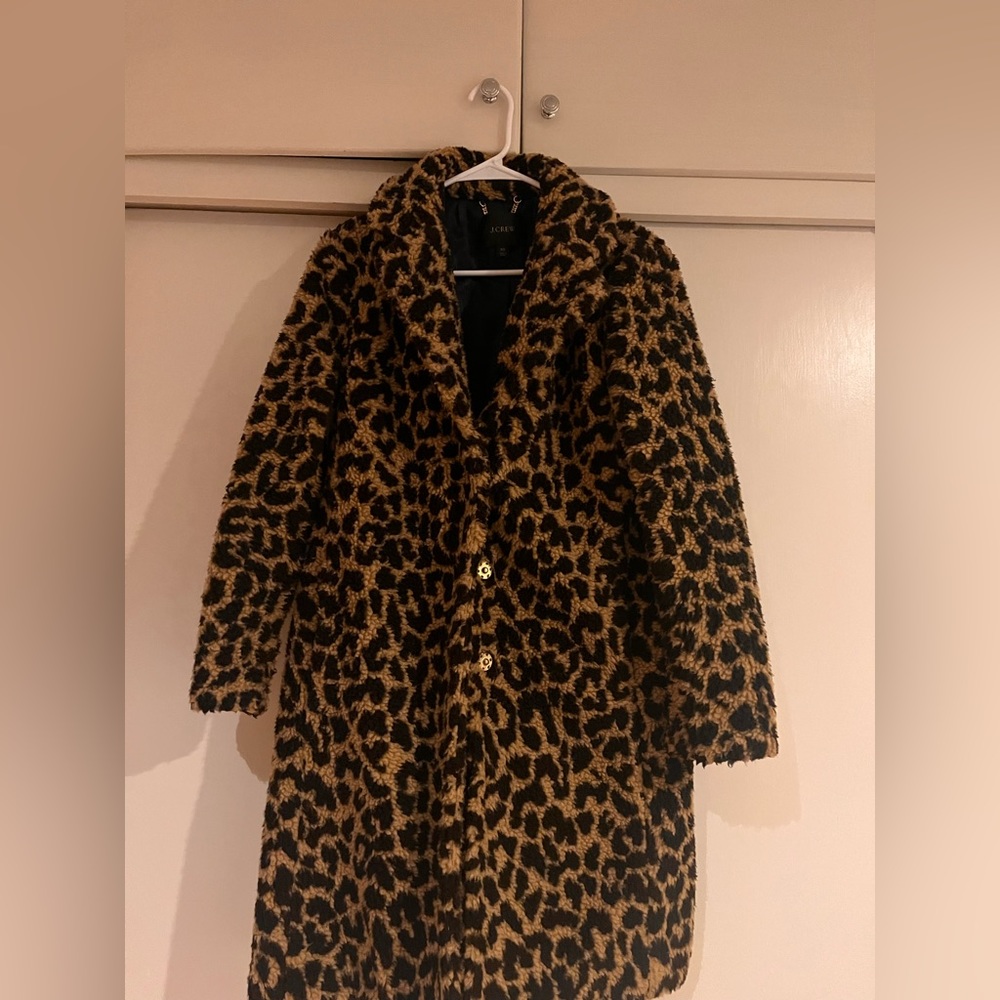 Jcrew leopard print teddy jacket